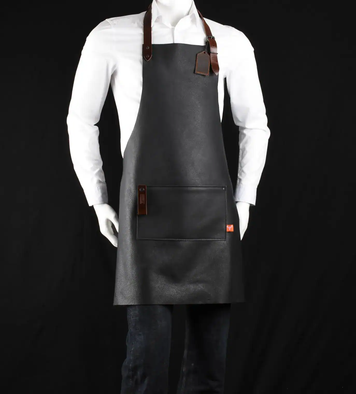 Leren BBQ schort "JIP"