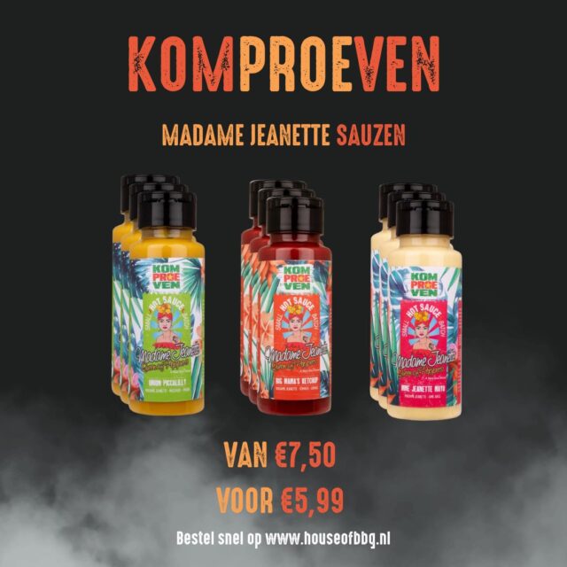 ACTIE! Van €7,50 voor slechts €5,99! 🔥

Geef jouw BBQ, burger, friet of sandwich een smaakboost met de heerlijke sauzen van Big Mama's!

🌶️ Madame Jeanette Ketchup
Een rijke tomatenketchup met geroosterde paprika, Surinaamse kruiden en een pittige kick van Madame Jeanette.

🥪 Madame Jeanette Mayo
Romig, fris en licht pittig. Heerlijk bij friet, burgers, wraps of als dip.

🧅 Onion Piccalilly
Een verrassend zachte piccalilly met fijngesneden ui voor een subtiele bite en een pittige twist.

Nu tijdelijk van €7,50 voor slechts €5,99!

📍House of BBQ – Your BBQ Store
Gildemark 121 - Almere

www.houseofbbq.nl

#bbq #foodlover #hot #barbecue #chef