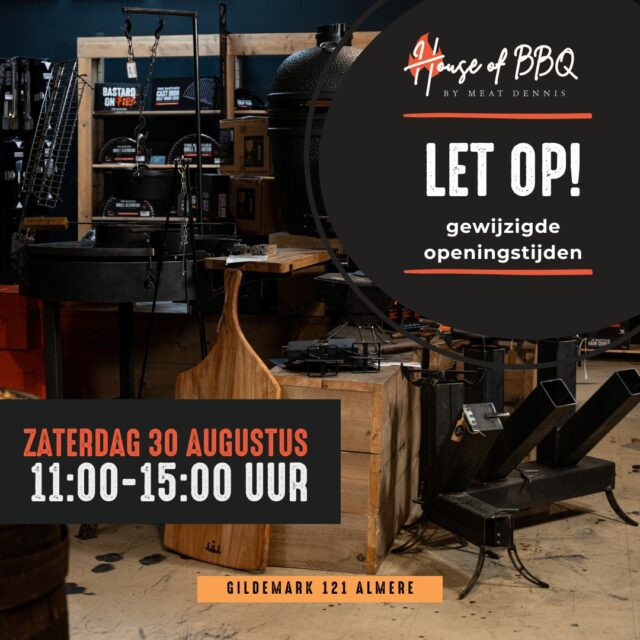 Let op! Zaterdag 30 augustus zijn wij tot 15:00 uur geopend 🔥

Donderdag 13:00-18:00 uur
Vrijdag 13:00-18:00 uur

Gildemark 121 | Almere Haven

#bbq #bbqlife #bbqlovers #bbqstore #almere #barbecue #foodlover #meatlover