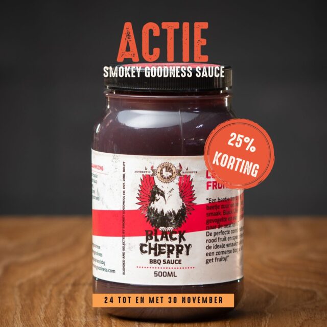 🔥 Vanaf vandaag van start!

De Smokey Goodness BBQ Sauce scoor je deze hele week met 25% korting. De Black Cherry variant is perfect voor vlees, kip of als finishing touch op je favoriete BBQ gerechten.

🎁 Cadeautip
De Gifty Giftcard. Altijd goed, want de ontvanger kiest zelf zijn of haar favoriete BBQ producten bij House of BBQ. Ook in te zetten voor de Smokey Goodness BBQ Sauce!

De actie is de hele week geldig, maar op is op.

Beschikbaar in de winkel én online op www.houseofbbq.nl!
